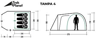 Палатка Trek Planet Tampa 4 зеленый - фото 2
