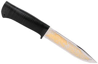 Нож Росоружие Баджер 2 95х18 позолота кожа - фото 1