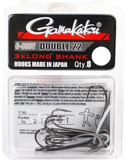 Крючок Gamakatsu Double 22 двойной long shank №4 - фото 1