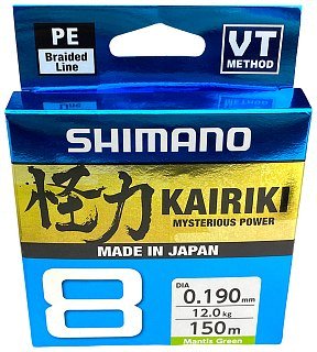 Шнур Shimano Kairiki 8 PE 150м 0,19мм зеленый 12кг - фото 3