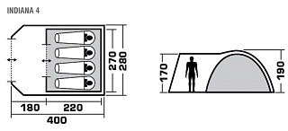 Палатка Trek Planet Indiana 4 синий/серый - фото 2