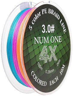 МП Шнур NUM ONE PE4X-100M 3.0#/0,285 mm Multi Colour Ryobi - фото 3