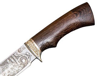 Нож ИП Семин Варяг кованная сталь 95х18 венги литье гравировка - фото 3