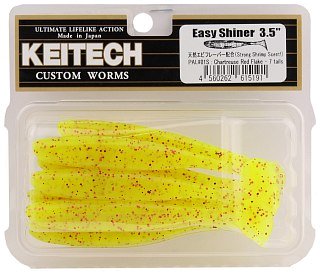 Приманка Keitech виброхвост Easy shiner 3,5" PAL 01 chartreuse red flake