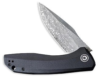 Нож Civivi Baklash Flipper Knife G10 Handle (3.5" Damascus Blade) black  - фото 4
