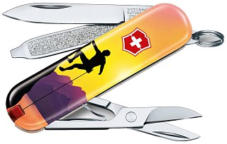 Нож Victorinox Classic Climb High 58мм 7 функций желтый/рисунок - фото 1