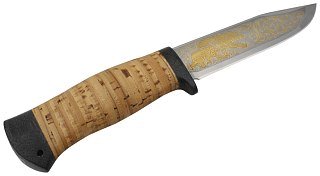 Нож Росоружие Баджер 2 95х18  береста позолота гравировка - фото 2