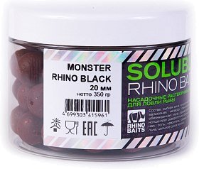 Бойлы Rhino Baits Monster crab Rhino black м.краб/ч.перец 18мм банка 350г пылящ