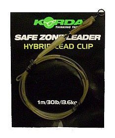 Поводок Korda Safezone leader hydrid clip 30lbs weed
