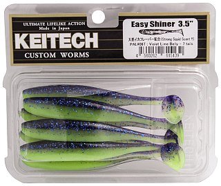 Приманка Keitech виброхвост Easy shiner 3,5" PAL06 Violet lime belly 7шт - фото 2
