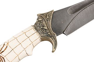 Нож ИП Семин Корсар дамасская сталь литье скорпион кость - фото 9