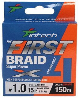 Шнур Intech First Braid X4 150м 1,0/0,165мм orange - фото 1