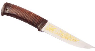 Нож Росоружие Пикник 95x18 кожа позолота