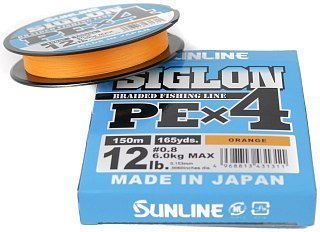 Шнур Sunline Siglon PEх4 orange 150м 0,8 12lb - фото 2