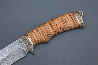 Нож ИП Семин Близнец дамасская сталь береста литье береста - фото 3