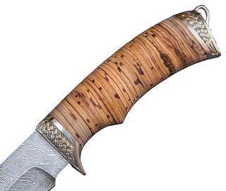 Нож ИП Семин Князь дамасская сталь  литье береста - фото 3