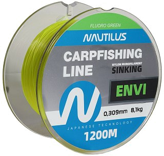 Леска Nautilus Envi Fluoro green 1200м 0,309мм 8,1кг - фото 2