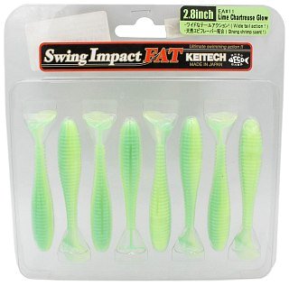 Приманка Keitech виброхвост Swing impact fat 2,8" EA11 lime chartreuse glow - фото 1