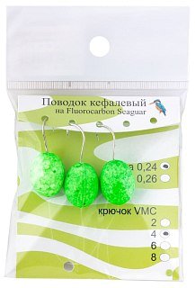 Поводок Зимородок Кефалевый зеленый 1,4х1,7см Hayabusa №4 флюорокарбон уп.3шт
