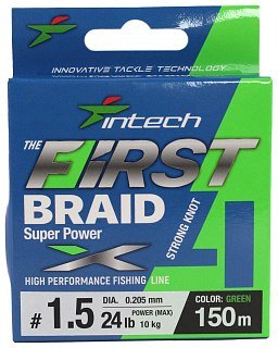 Шнур Intech First Braid X4 150м 1,5/0,205мм green - фото 1
