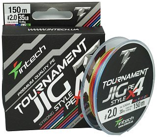 Шнур Intech Tournament jig style PE X4 150м 2,0 35lb 15,88кг multicolor