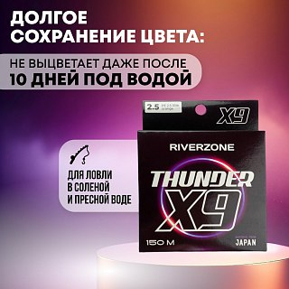 Шнур Riverzone Thunder X9 150м PE 2,5 35lb orange - фото 5