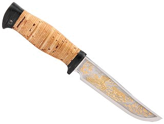 Нож Росоружие Гелиос-2 позолота береста 95х18