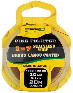 Поводковый материал SPRO 1x7 brown coated wire 20lb 20м