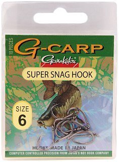Крючок Gamakatsu G-Carp super snag Hook black №6 уп.10шт - фото 1