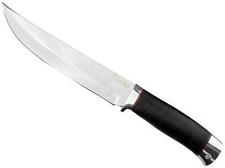 Нож Росоружие Атаман  95х18 кожа алюминий позолота гравировка - фото 4