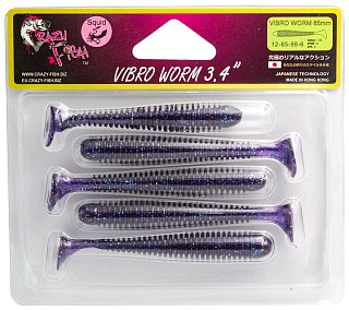 Приманка Crazy Fish Vibro worm 3,4" 12-85-98-6