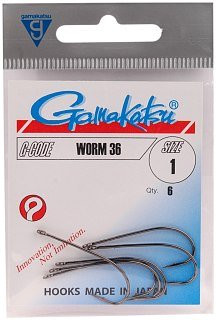 Крючок Gamakatsu Worm 36 black №1 - фото 1