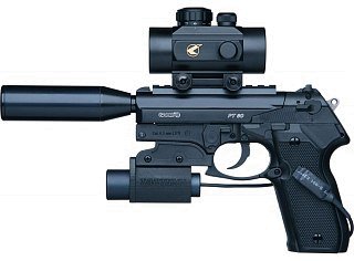 Пистолет Gamo PT-80 Tactical фонарь прицел глушитель