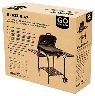 Гриль Go Garden Blazer 47 с полками и регулировкой стационарный черный - фото 7