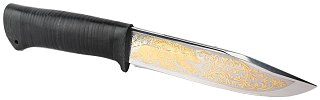Нож Росоружие Баджер 2 95х18 позолота кожа - фото 3