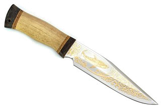 Нож Росоружие Кайман-2 95x18 орех позолота