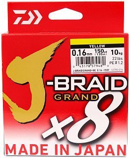 Шнур Daiwa J-Braid Grand X8 0,16мм 135м yellow