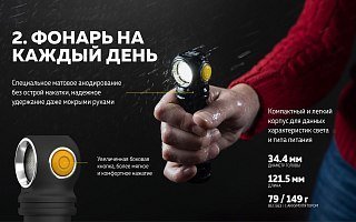 Фонарь Armytek Wizard C2 Pro Max Magnet USB белый налобный Com - фото 17