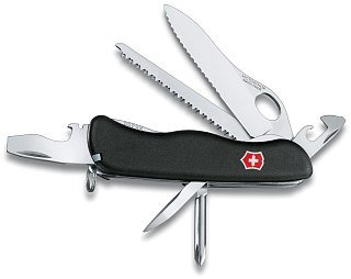 Нож Victorinox Trailmaster One Hand Wavy Edge с фиксатором 12 функций черный - фото 1