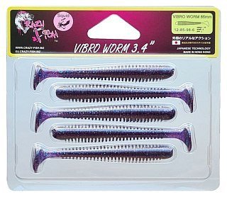 Приманка Crazy Fish Vibro worm 3,4" 12-85-98-6