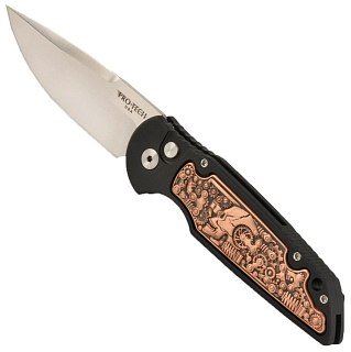 Нож Pro-Tech Shaw Steampunk черная рукоять клинок сатин - фото 4
