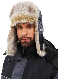 Шапка-ушанка Huntsman Полюс серый/черный  - фото 1