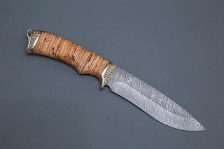 Нож ИП Семин Близнец дамасская сталь береста литье береста - фото 4