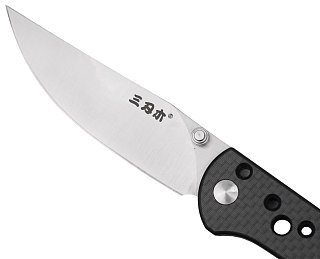 Нож Sanrenmu 9165-KB складной сталь 12C27 Brush black carbon fiber overlay G10 - фото 6