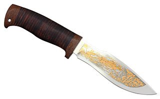 Нож Росоружие Каюр 95x18 кожа позолота