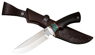 Нож ИП СЕМИНА Лорд сталь мельхиор 690 стаб.кар.бер.черное дерево - фото 1