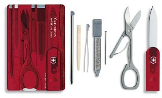 Нож Victorinox SwissCard Ruby швейцарская карта с инструментами красный - фото 2