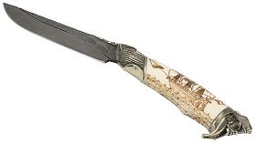 Нож ИП Семин Путник дамасская сталь литье пират кость