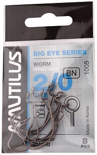 Крючок Nautilus Offset Big Eye Series Worm 1005 №2/0
