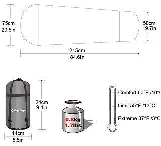 Спальник King Camp Trail 800 -0C левый - фото 8